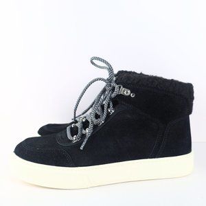 Marc Fisher Summa Genuine Shearling Suede High Top Sneaker Women Black 9.5M- 016